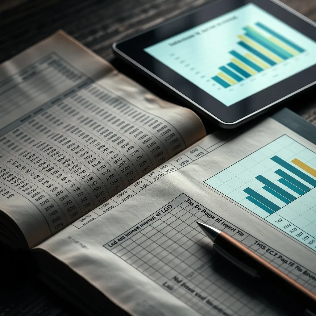 A macro photograph of an old-fashioned financial ledger with